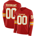 Custom Red White-Gold Long Sleeve Authentic Football Jersey