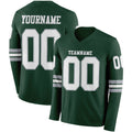 Custom Green White-Gray Long Sleeve Authentic Football Jersey
