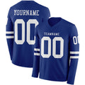 Custom Royal White Long Sleeve Authentic Football Jersey