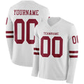 Custom White Crimson Long Sleeve Authentic Football Jersey