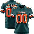 Custom Midnight Green Orange-White Authentic Football Jersey