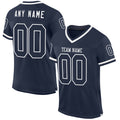 Custom Navy White Mesh Authentic Throwback Football Jersey