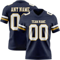 Custom Navy White-Old Gold Authentic Football Jersey
