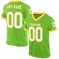 Custom Neon Green White-Gold Mesh Authentic Throwback Football Jersey