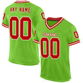 Custom Neon Green Red-White Mesh Authentic Throwback Football Jersey