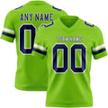 Custom Neon Green Navy-White Authentic Football Jersey