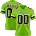 Custom Neon Green Brown-White Authentic Football Jersey