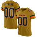 Custom Old Gold Black-Orange Mesh Authentic Football Jersey