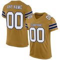 Custom Old Gold White-Navy Mesh Authentic Football Jersey