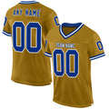 Custom Old Gold Royal-White Mesh Authentic Throwback Football Jersey