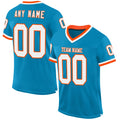 Custom Panther Blue White-Orange Mesh Authentic Throwback Football Jersey