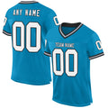 Custom Panther Blue White-Black Mesh Authentic Throwback Football Jersey