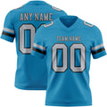 Custom Panther Blue Gray-Black Authentic Football Jersey