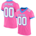 Custom Pink White-Powder Blue Mesh Authentic Football Jersey