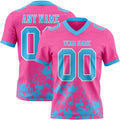 Custom Pink Sky Blue-White 3D Pattern Splash Authentic Football Jersey