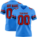 Custom Powder Blue Red-Black Authentic Football Jersey