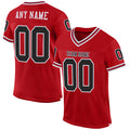 Custom Red Black-White Mesh Authentic Throwback Football Jersey