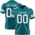 Custom Teal White Authentic Football Jersey
