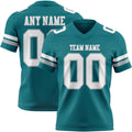 Custom Teal White-Gray Authentic Football Jersey