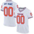 Custom White Orange-Royal Mesh Authentic Throwback Football Jersey