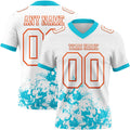 Custom White Lakes Blue-Orange 3D Pattern Splash Authentic Football Jersey