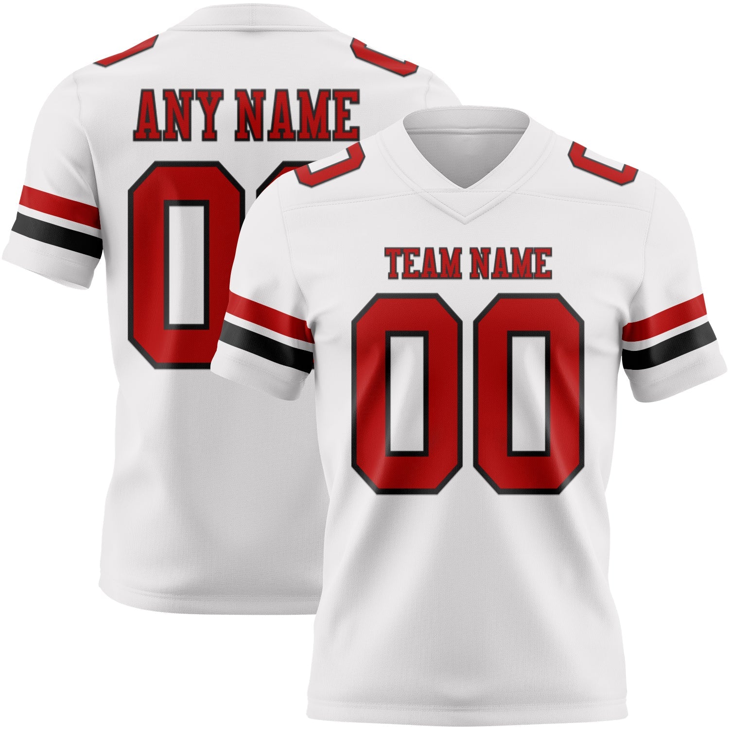 Custom White Red-Black Authentic Football Jersey
