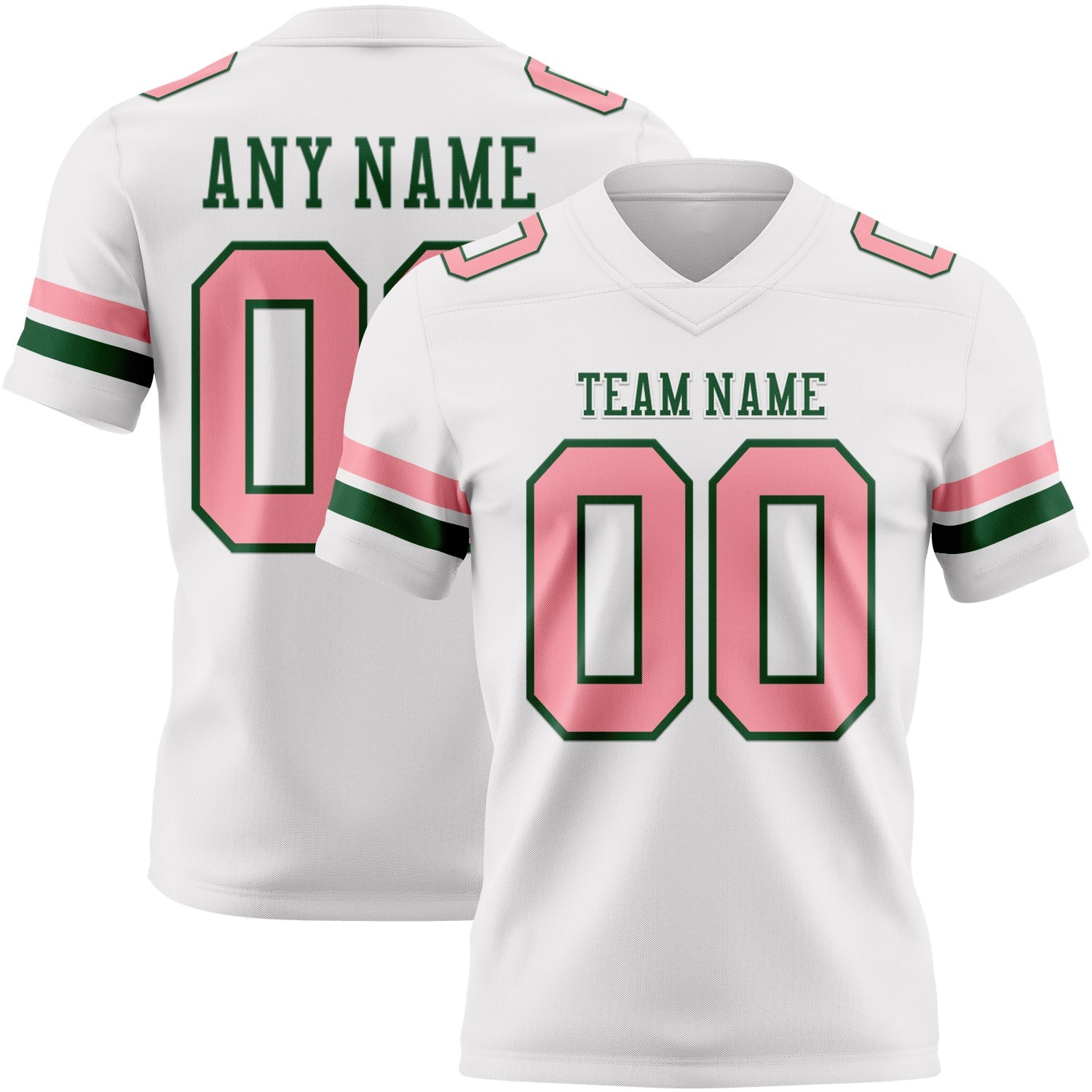 Custom White Medium Pink-Green Authentic Football Jersey