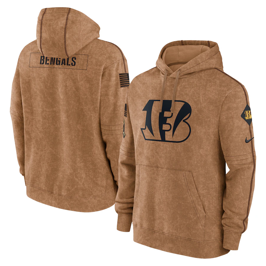 Men's Cincinnati Bengals Brown 2023 Salute To Service Club Pullover Hoodie1