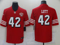 Men's San Francisco 49ers Ronnie Lott #42 Red 75th Anniversary Game Jersey1