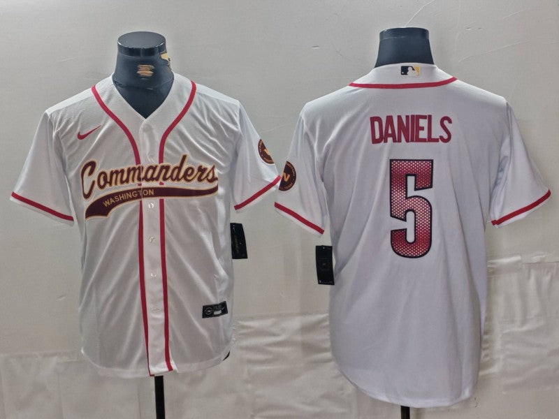 Men's Washington Commanders Jayden Daniels #5 White Game Jersey1