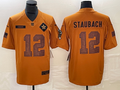Men's Dallas Cowboys Roger Staubach #12 Brown 2023 Salute To Service Retired Player Limited Jersey1