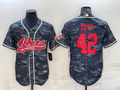 Men's San Francisco 49ers Ronnie Lott #42 Grey Camouflage Game Jersey1 Joint Edition