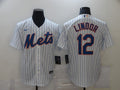 Men's New York Mets Francisco Lindor #12 White Replica Baseball Jersey1