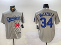 Men's Los Angeles Dodgers Fernando Valenzuela #34 Gray Replica Baseball Jersey1
