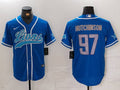 Men's Detroit Lions Aidan Hutchinson #97 Blue Player Jersey1
