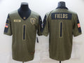 Men's Chicago Bears Justin Fields #1 Brown Game Jersey1