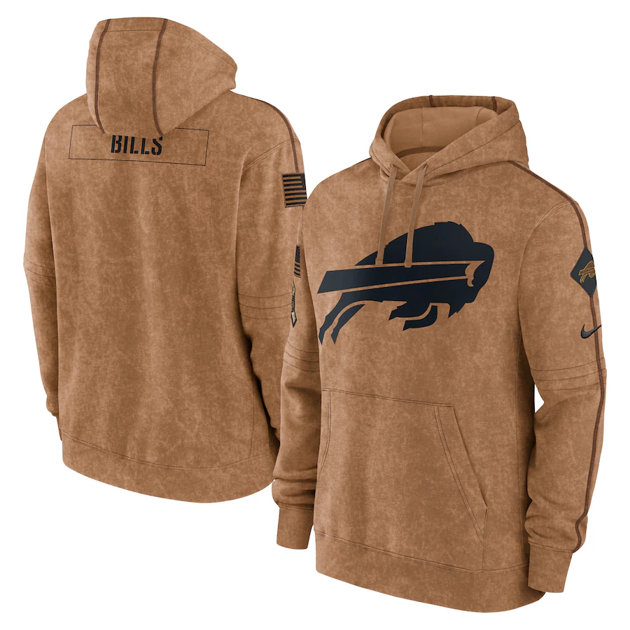 Men's Buffalo Bills Brown 2023 Salute To Service Club Pullover Hoodie1