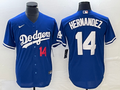 Men's Los Angeles Dodgers Enrique Hernandez #14 Blue Replica Player Jersey1