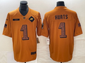 Men's Philadelphia Eagles Jalen Hurts #1 Brown 2023 Salute To Service Limited Jersey1