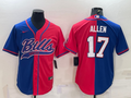 Men's Buffalo Bills Josh Allen #17 Royal/Red Game Jersey1 Joint Edition