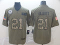 Men's Dallas Cowboys Ezekiel Elliott #21 Brown Authentic Game Jersey1