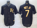 Men's Kansas City Royals Bobby Witt Jr. #7 Black Replica Player Jersey1