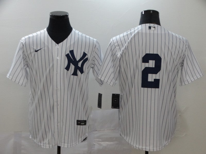 Men's New York Yankees Derek Jeter #2 White Home Replica Player Name Jersey