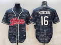 Men's San Francisco 49ers Joe Montana #16 Grey Camouflage Game Jersey1 Joint Edition