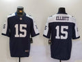 Men's Dallas Cowboys Ezekiel Elliott #15 Navy Alternate Game Team Jersey1