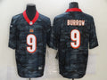 Men's Cincinnati Bengals Joe Burrow #9 Grey Camouflage Game Jersey1