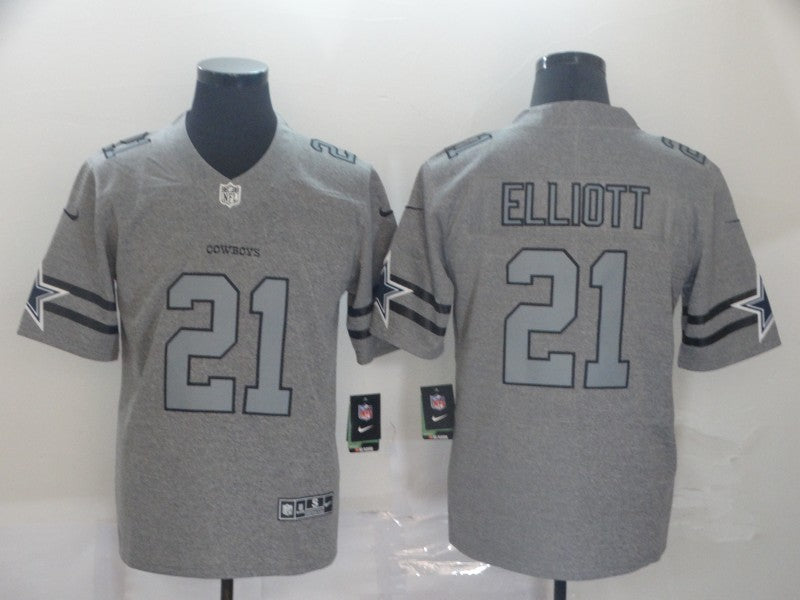Men's Dallas Cowboys Ezekiel Elliott #21 Gray Game Jersey1