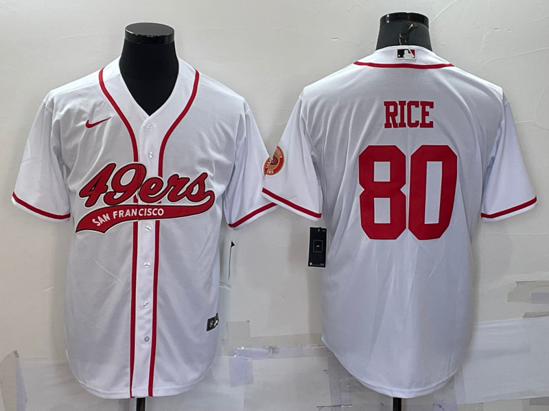 Men's San Francisco 49ers Jerry Rice #80 White Game Jersey1 Joint Edition