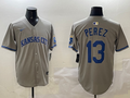 Men's Kansas City Royals Salvador Perez #13 Gray Limited Player Jersey1