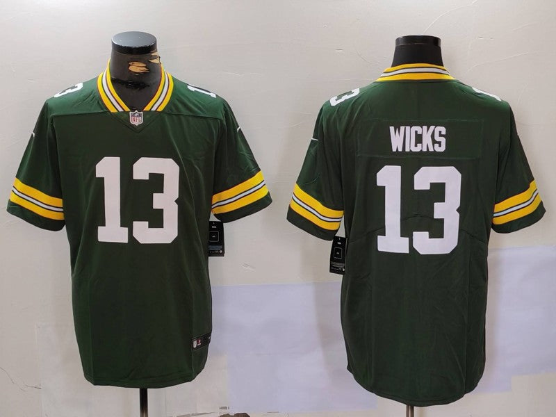 Men's Green Bay Packers Dontayvion Wicks #13 Green Game Jersey1